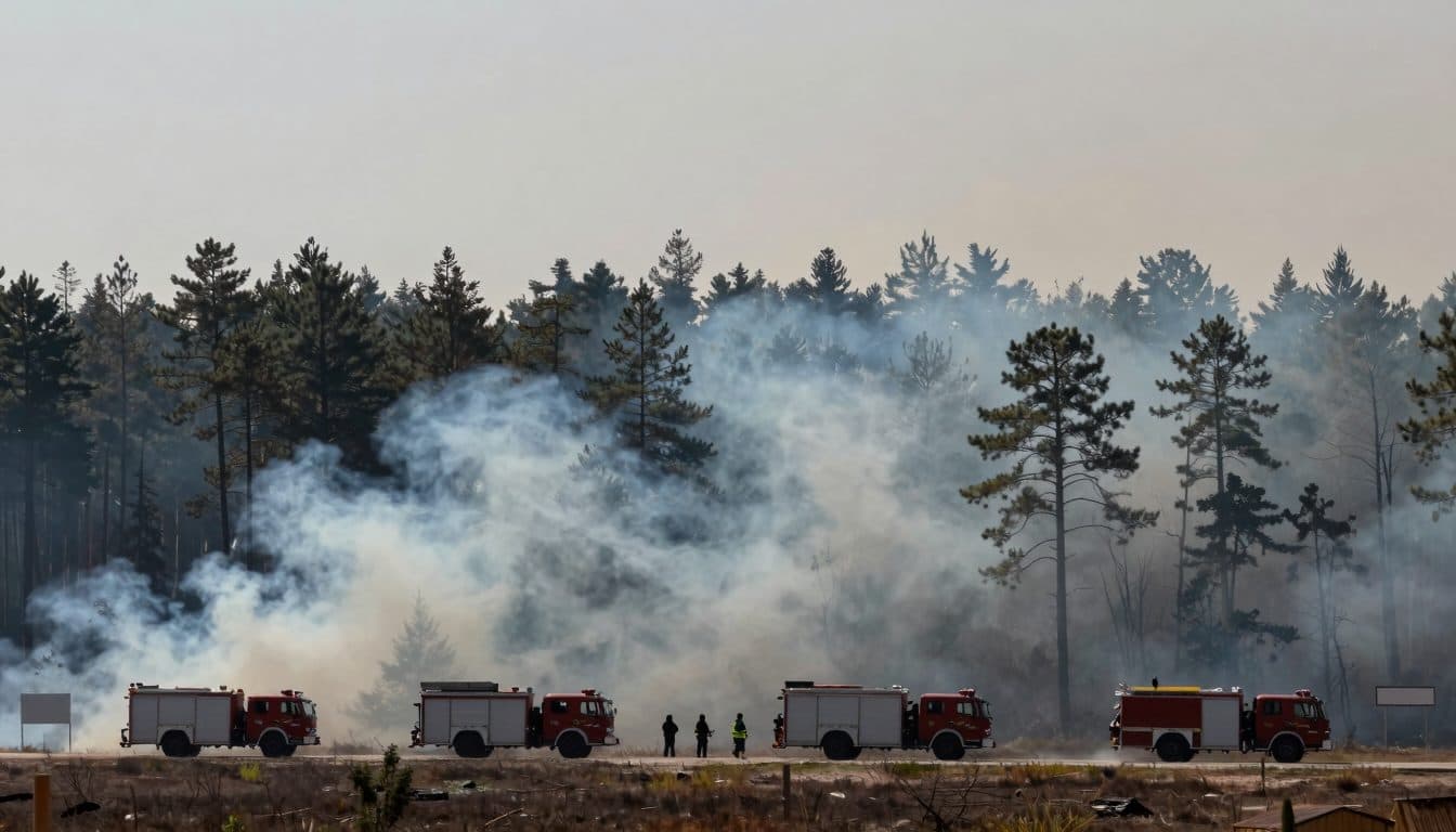 Föhrenwald presso Markt Piesting: 28 vigili del fuoco in grande intervento contro un incendio boschivo