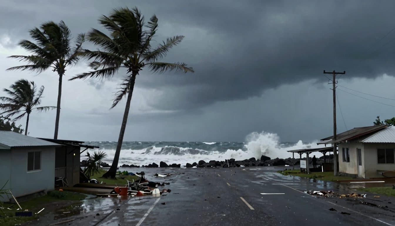 Il supertifone "Bavi" colpisce con tutta la sua forza l'isola pacifica di Rota