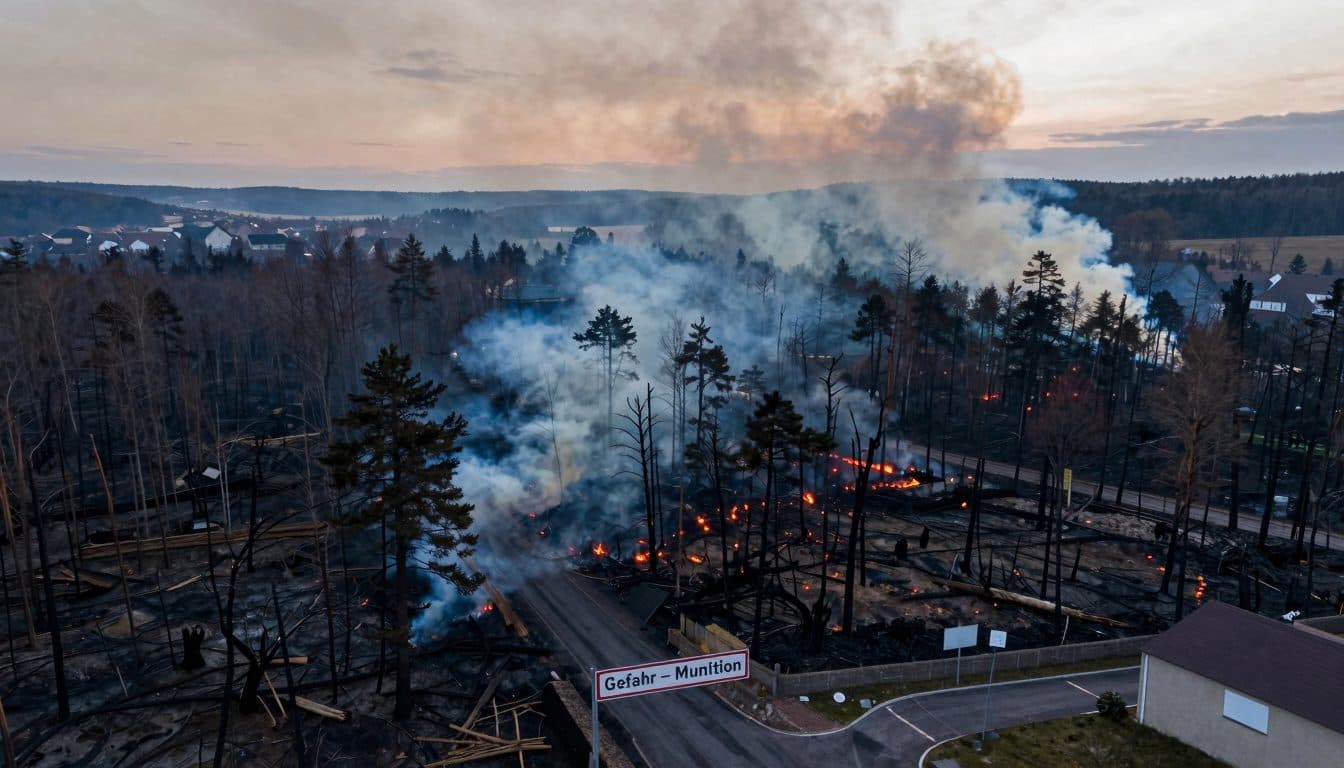 Continuano le operazioni di spegnimento nell'Eifel: vasto incendio boschivo minaccia un centro abitato