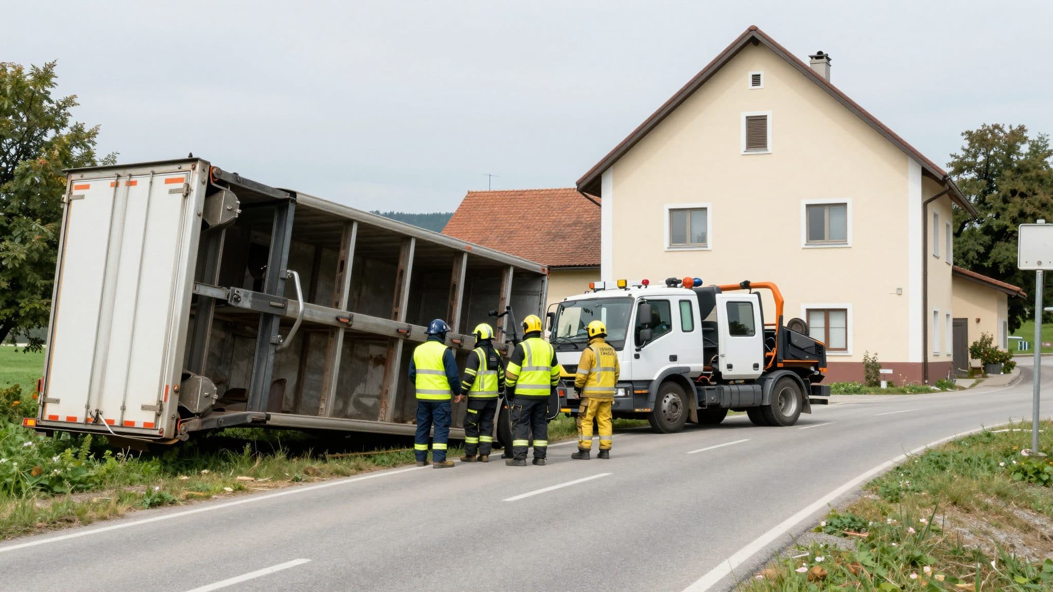 Trasportatore di suini si ribalta sulla carreggiata a St. Peter in der Au