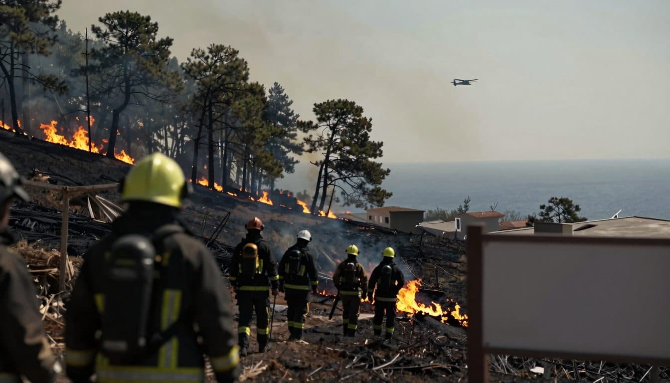 Incendio boschivo ad Atene: Vigili del fuoco in azione vicino a Porto Germeno