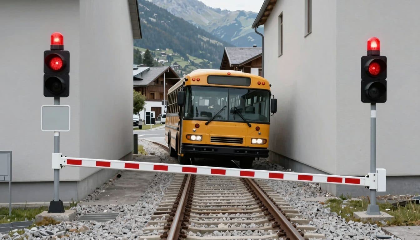 Scuolabus Kitzbühel: frenata di emergenza a un passaggio a livello