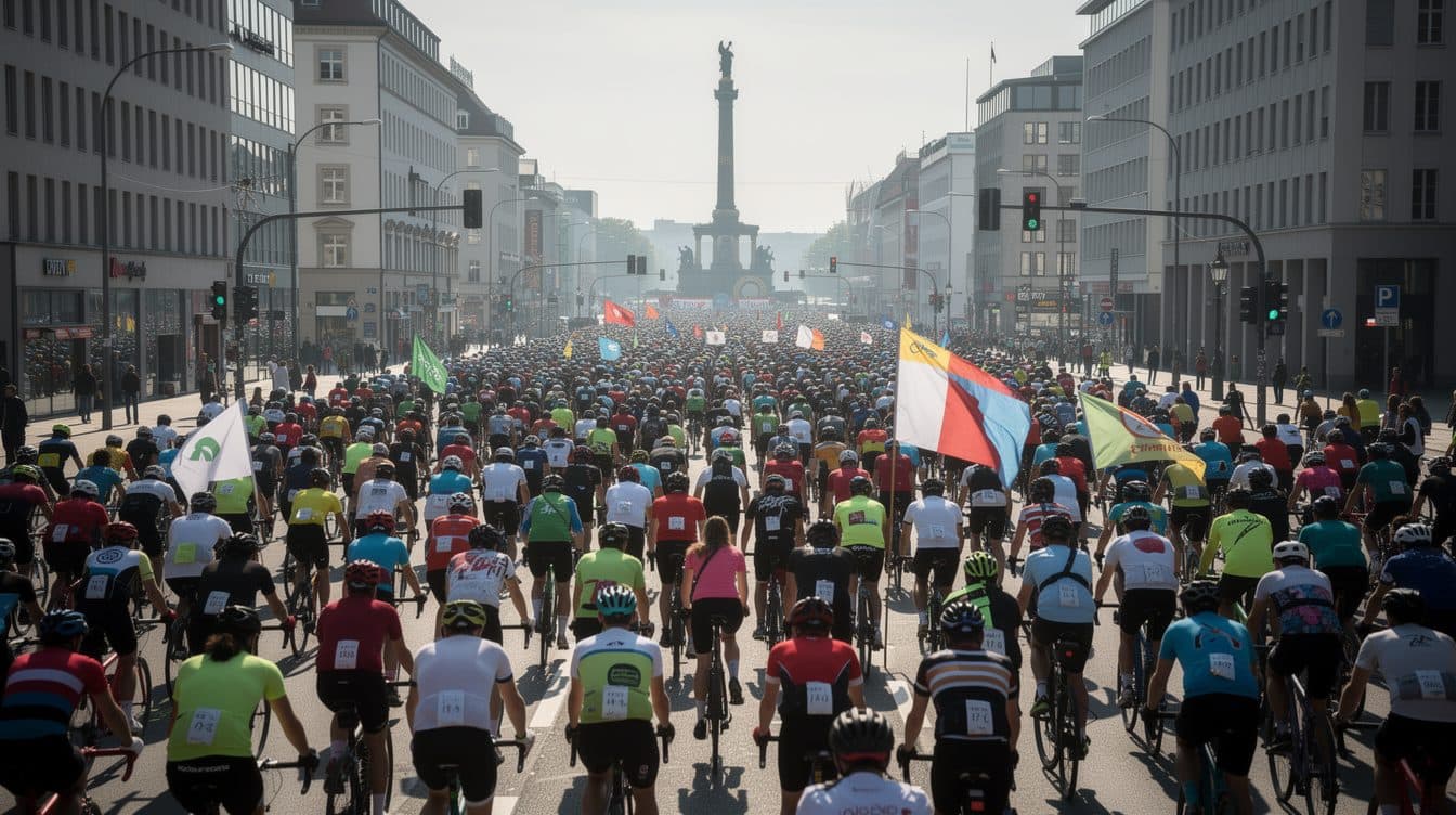 Decine di migliaia di ciclisti in sella nella pedalata raduno dell'ADFC a Berlino