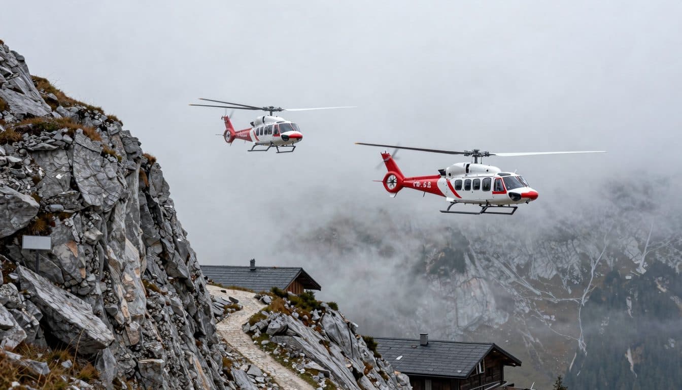 Famiglia di cinque persone salvata da un incidente in montagna sul Krippenstein