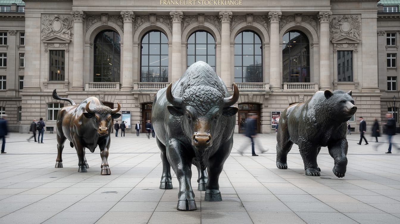 BISON colloca una statua di bisonte davanti al toro e all'orso della Borsa di Francoforte