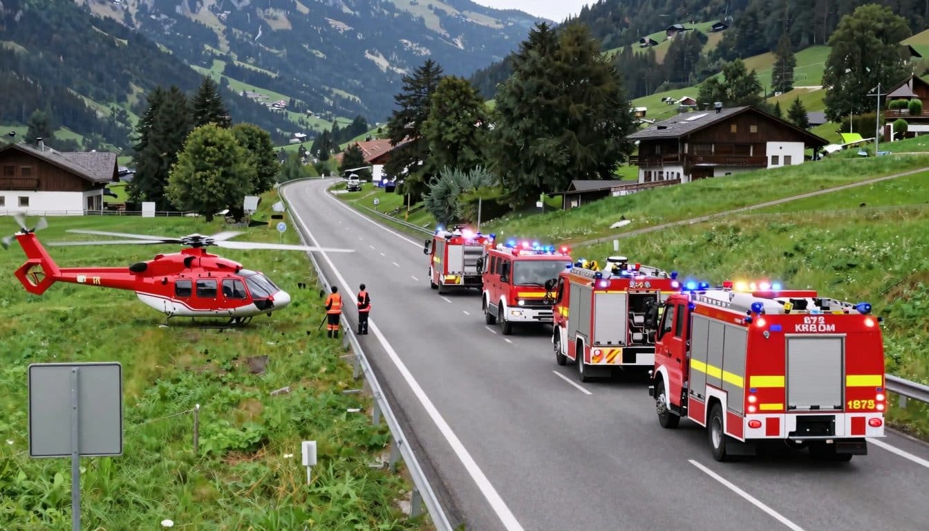 Motociclista gravemente ferito sulla B72 a Krieglach – elicottero in azione
