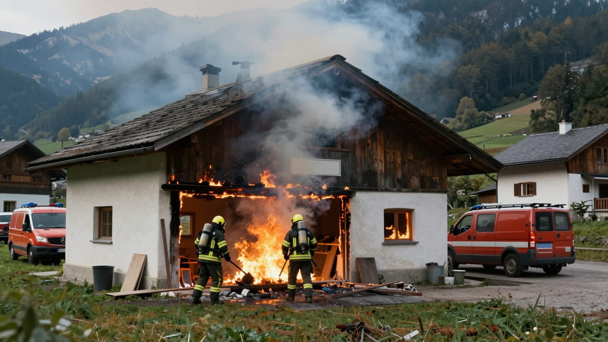 Incendio in un'officina a St. Veit im Pongau domato da cinque vigili del fuoco
