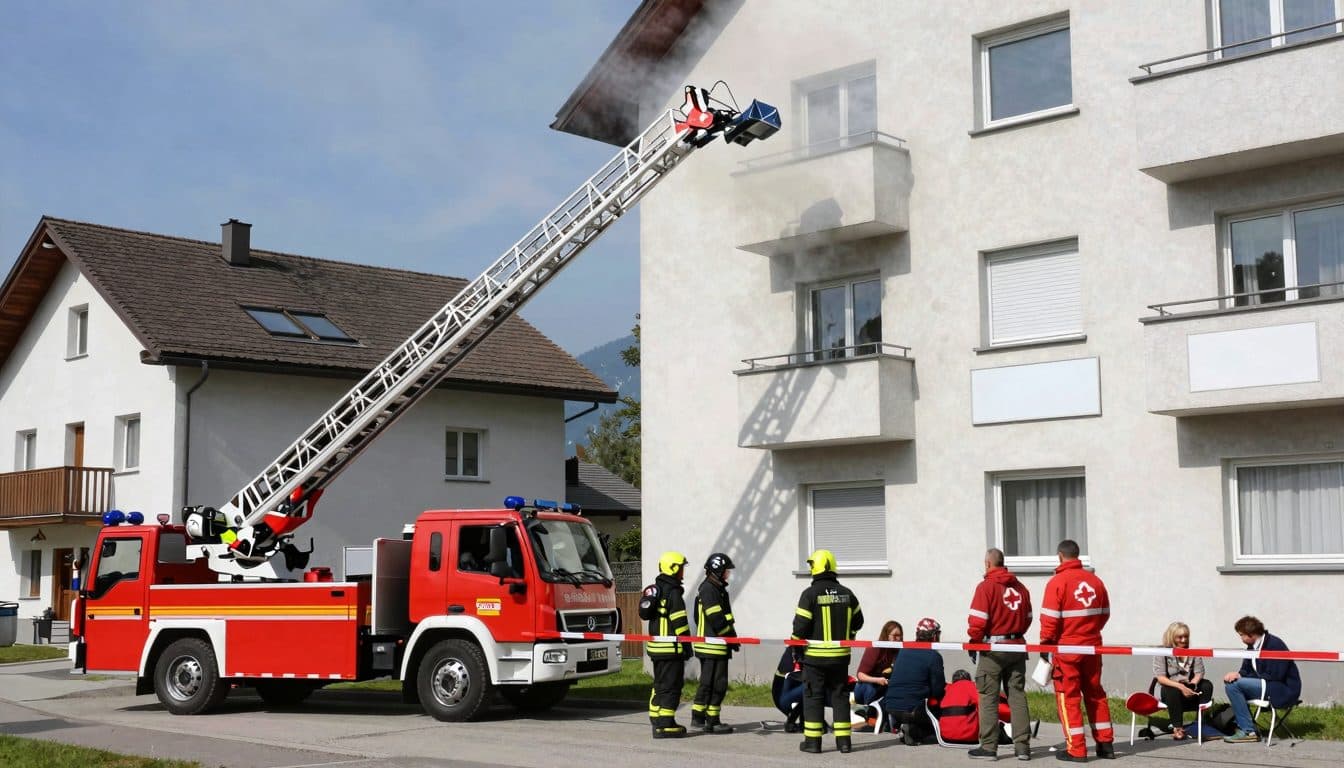 Großbrand in einem Mehrparteienhaus in Kematen an der Ybbs durch Zigarette in Blumentopf ausgelöst