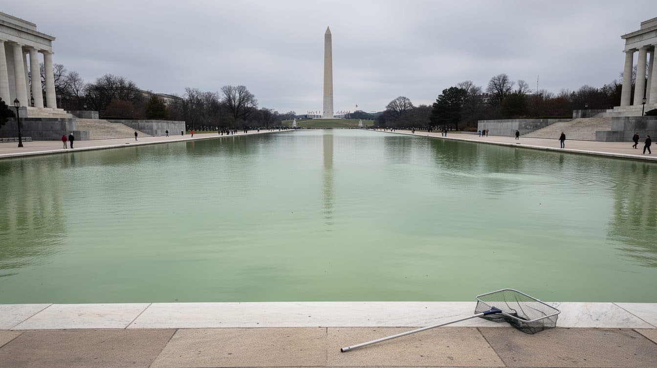 La ristrutturazione da 14 milioni di dollari della Reflecting Pool di Trump colpita di nuovo da una fioritura di alghe