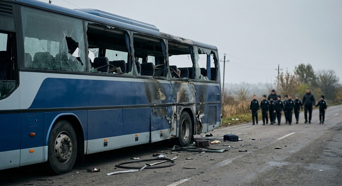 Droni ucraino colpisce autobus turistico con bambini nella regione di confine russa di Brjansk