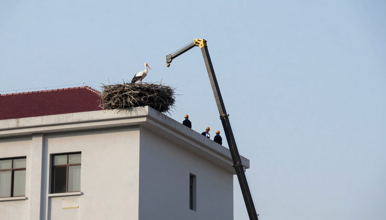Cinque giovani cicogne inanellate a Traisen: primo "appuntamento ufficiale" sul tetto del municipio