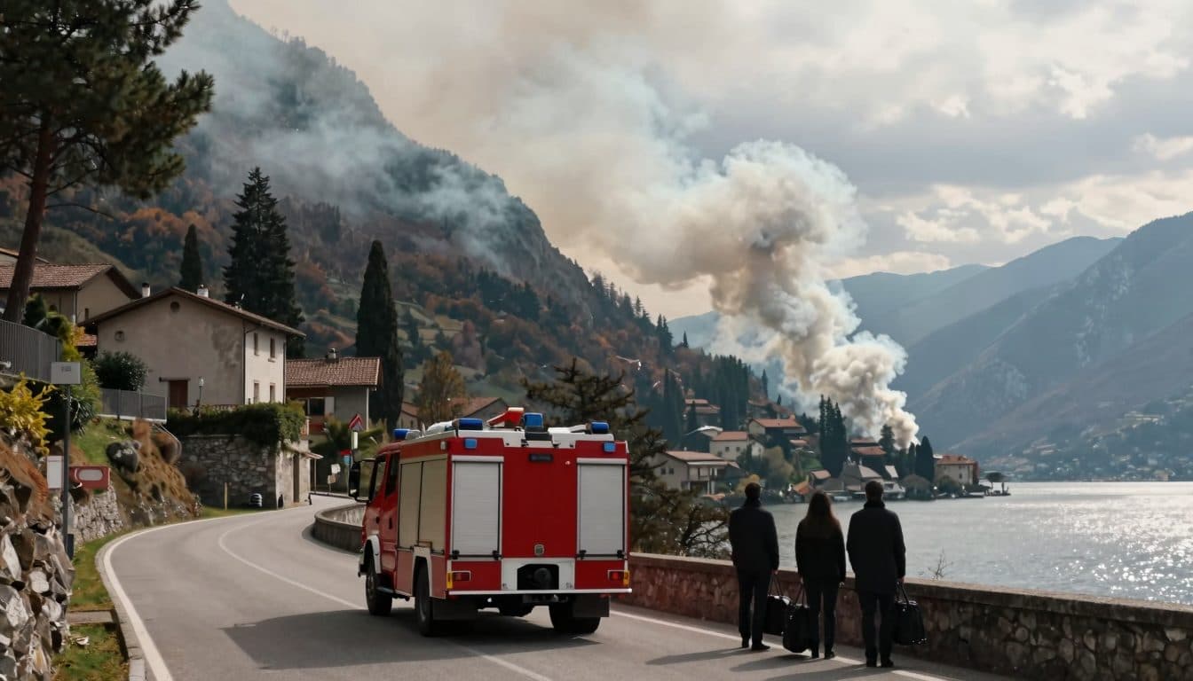 Incendio boschivo sul Lago di Garda costringe i turisti di Tignale alla fuga