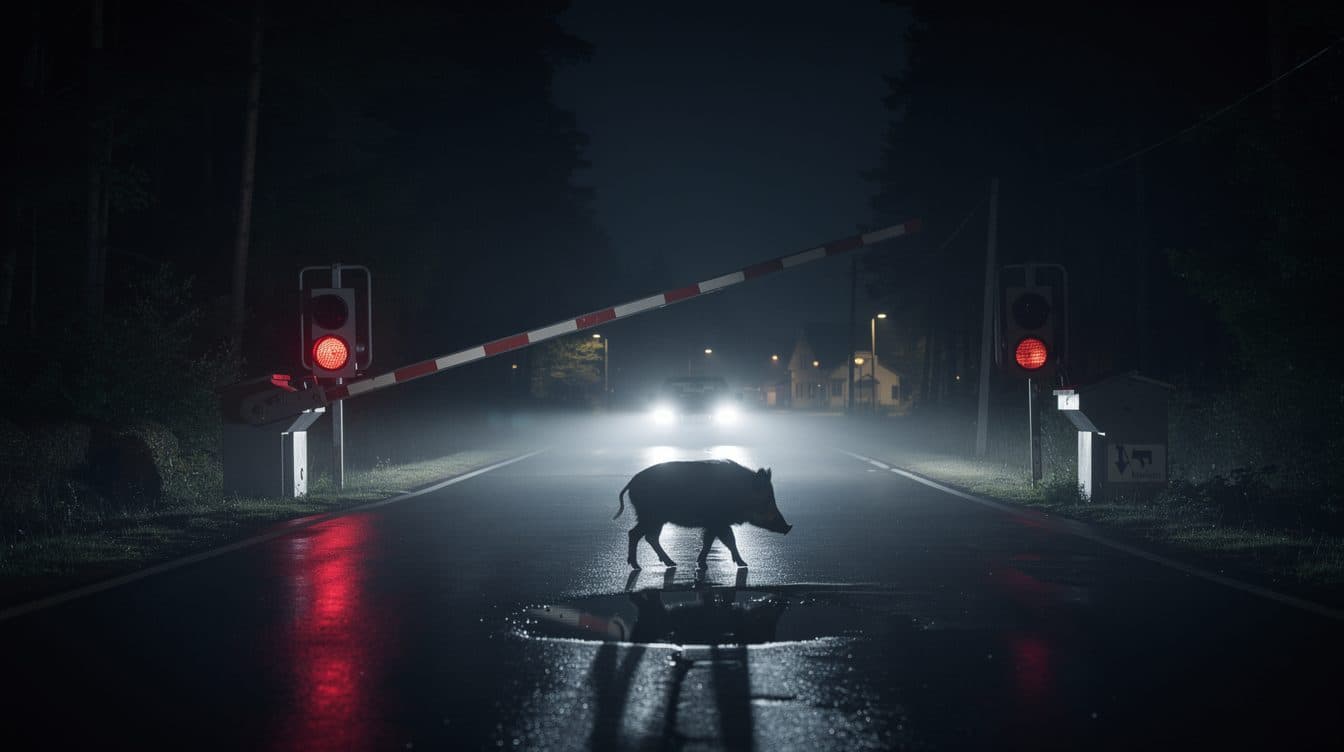 Cinghiale blocca un passaggio a livello vicino a Dessau-Roßlau e si scaglia contro un'auto in attesa