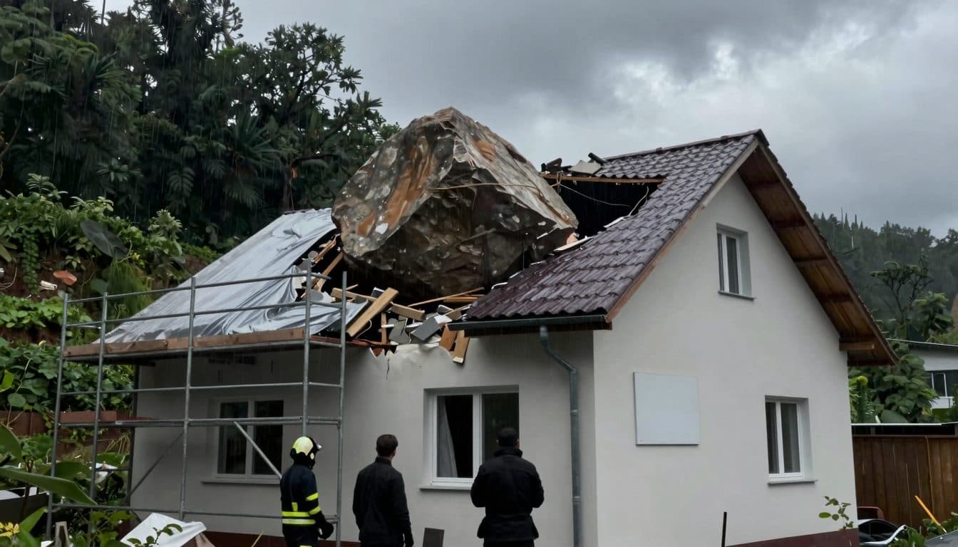 Un masso di diverse tonnellate sfonda il tetto di un'abitazione a Starzach