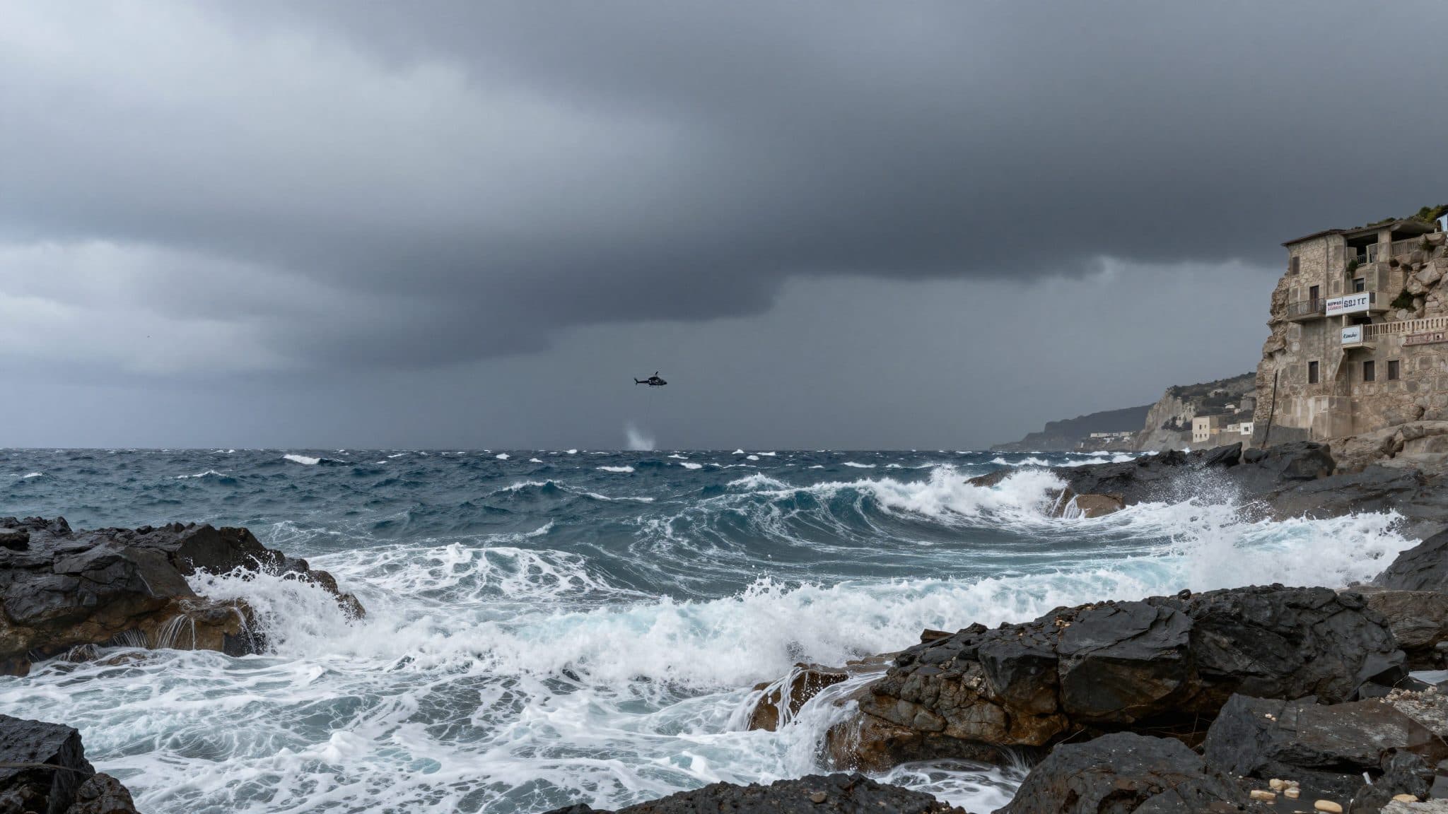 Tempesta su Cipro: un elicottero salva una persona dal mare vicino a Capo Greco
