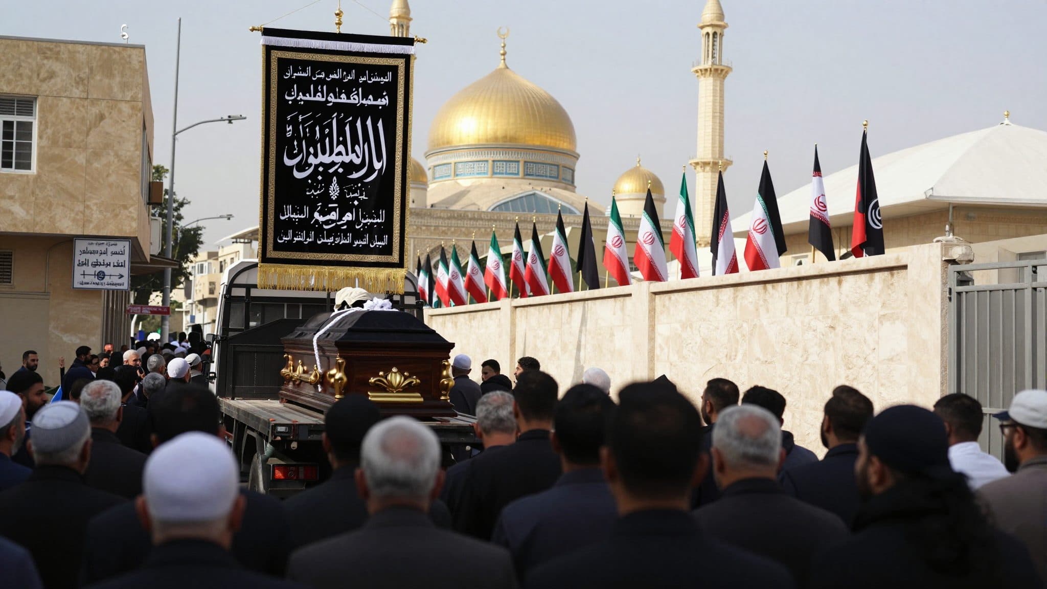 Bara di Khamenei, guida suprema dell'Iran, arriva nella città santa irachena di Najaf per i riti funebri