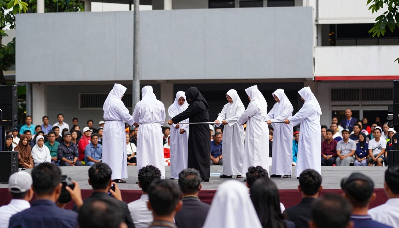 Tribunale della Sharia ad Aceh condanna una coppia non sposata alla fustigazione dopo un bacio in diretta streaming diventato virale