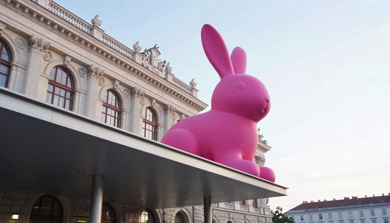 Coniglio gigante sul tetto dell'Albertina dà il via alla settimana del giubileo per il 250° anniversario