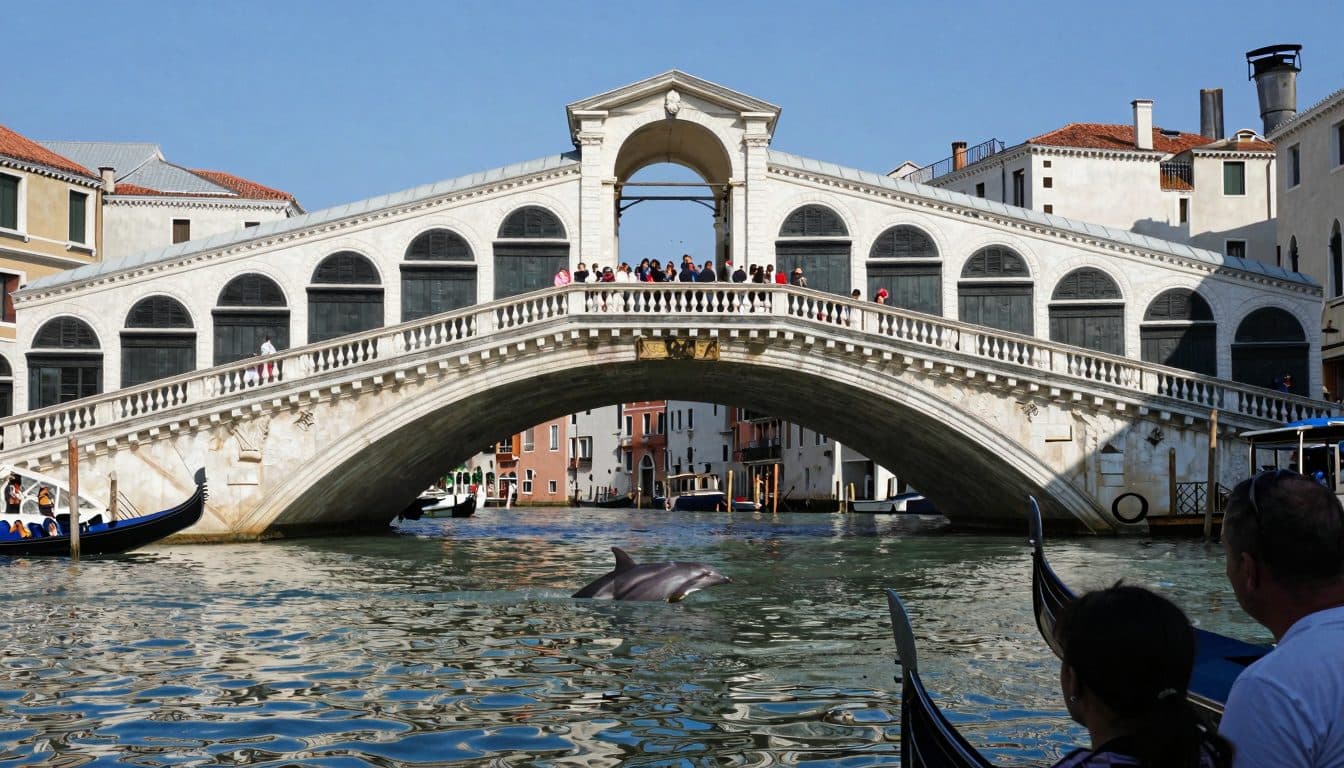 Delfino avvistato vicino al Ponte di Rialto a Venezia – timore per i motoscafi in laguna