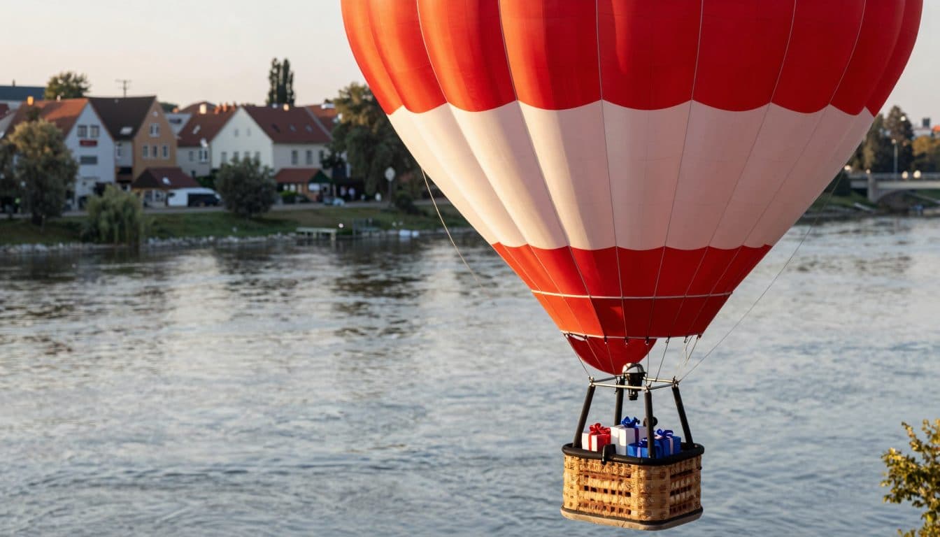 Palloni, gonne a bolla e un volo di beneficenza sul Danubio