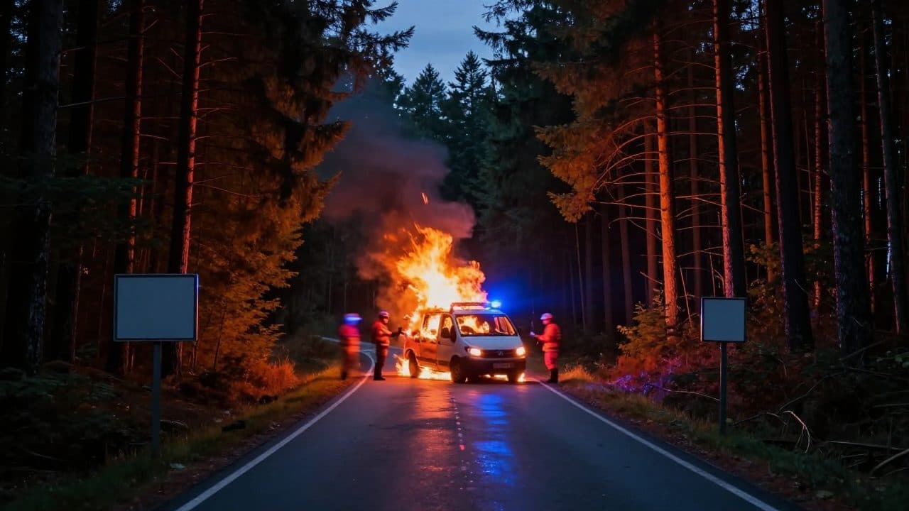Trovata una persona morta in un pulmino in fiamme a Bayerisch Eisenstein