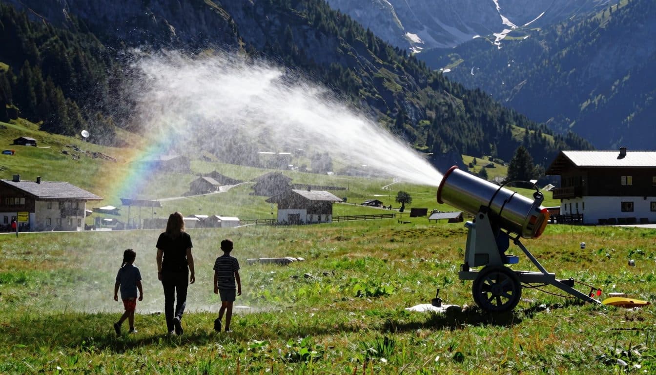 Skiworld Ahrntal usa la cannonata della neve in estate come macchina dell'arcobaleno e raccoglie critiche online