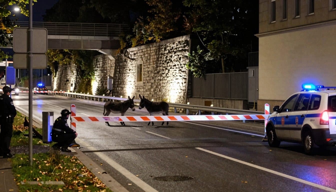 Asini fuggitivi sulla Westeinfahrt di Vienna: la polizia chiude una corsia e improvvisa una cavezza
