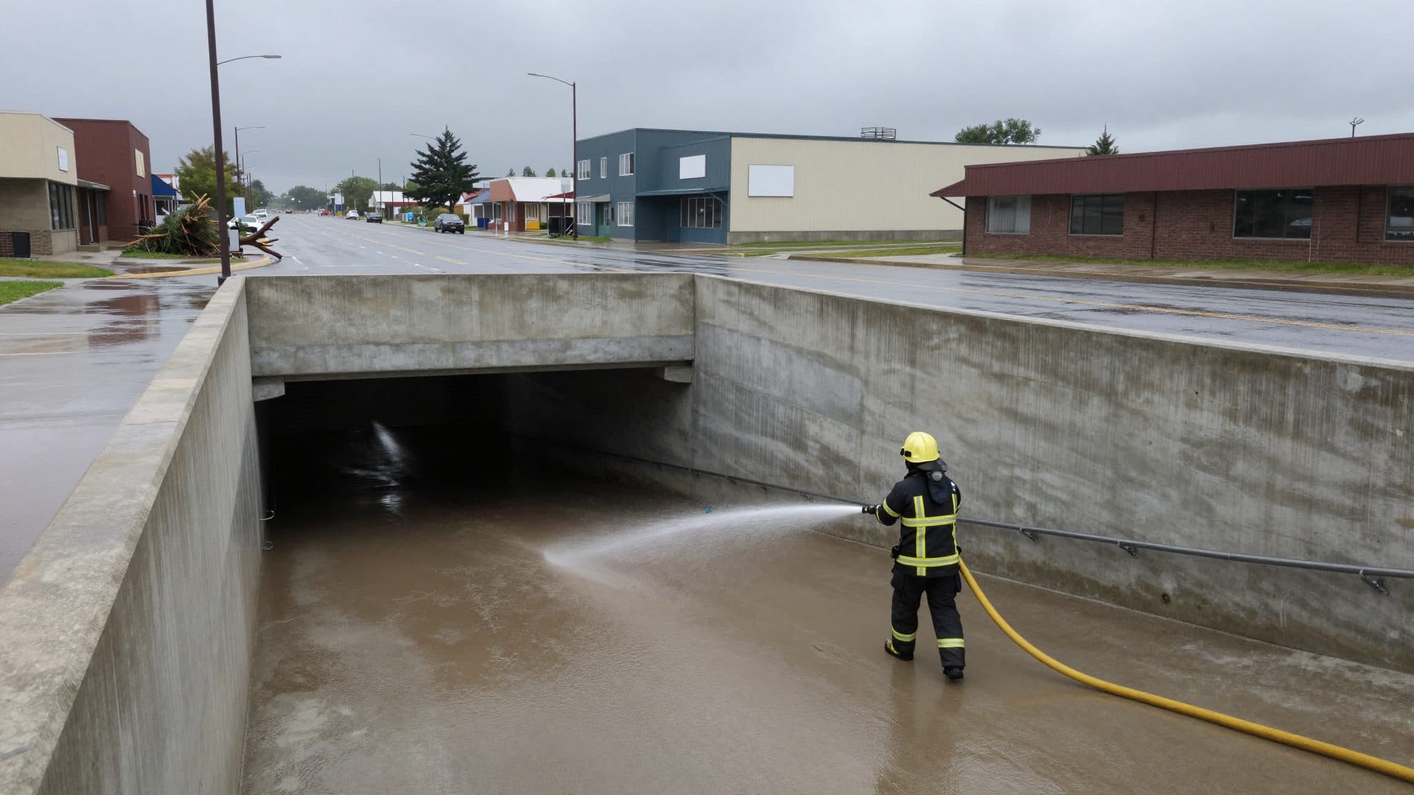 Piogge torrenziali allagano un garage sotterraneo e le strade di Groß-Siegharts