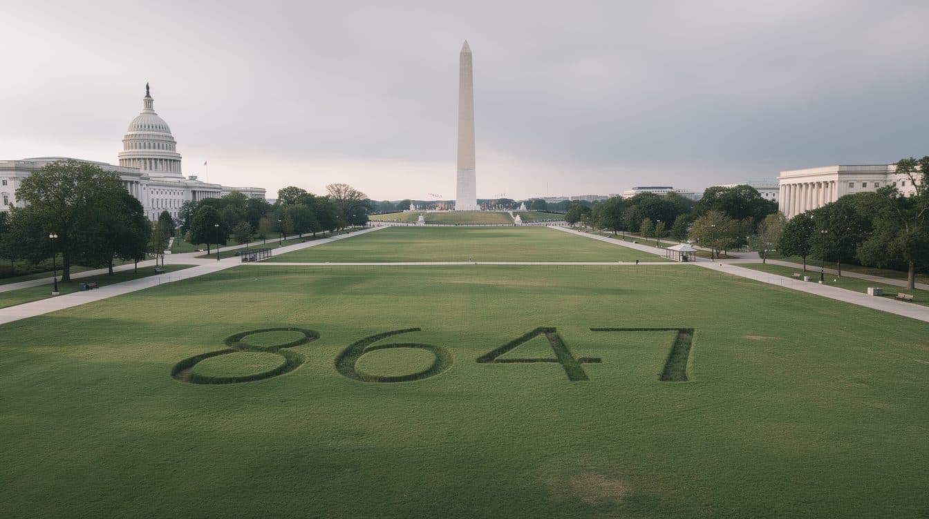 Ignoti scrivono le controverse cifre "8647" sulla National Mall a Washington