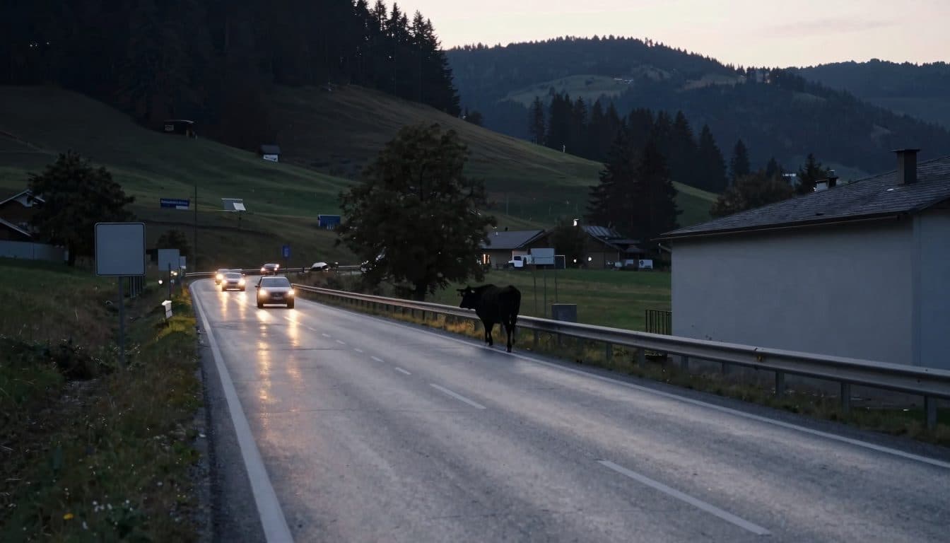 Mucca gravida in fuga blocca il traffico mattutino nel Mühlviertel, Alta Austria