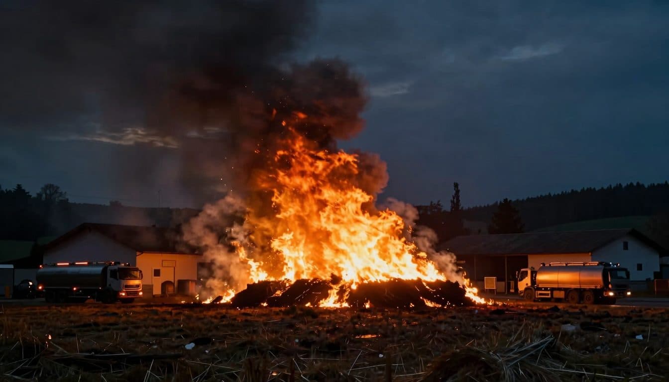 Grande incendio a Wildendürnbach: centinaia di balle di fieno in fiamme in un allevamento di bovini