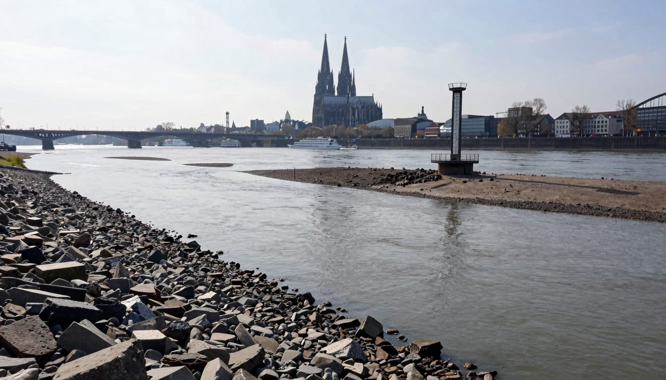 Il livello del Reno continua a scendere: Colonia registra un nuovo minimo storico