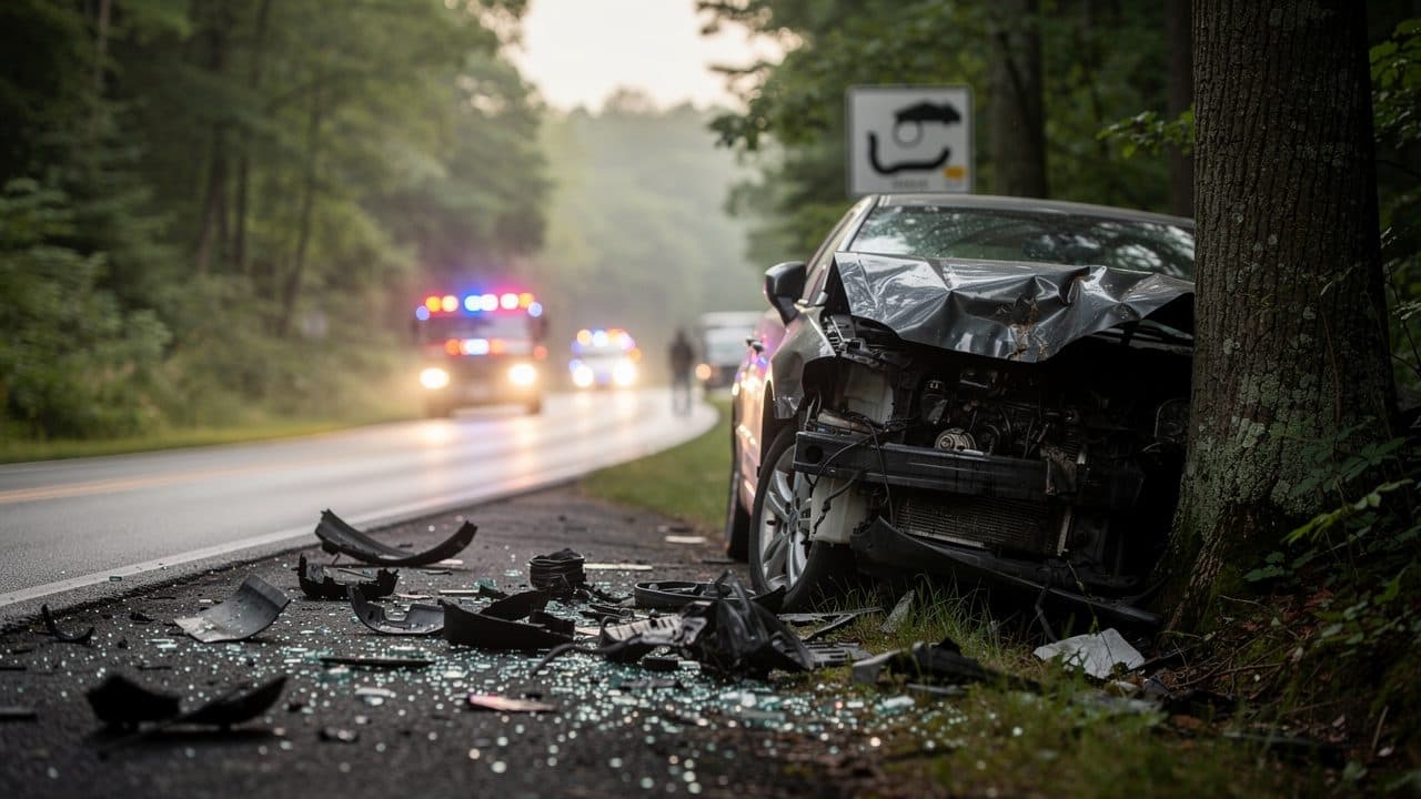 Grave incidente stradale vicino a Zwettl: auto si schianta contro un albero, cinque feriti