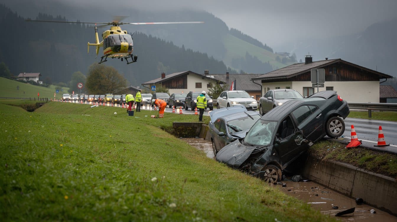 Tre veicoli si scontrano sulla B172 vicino a Kössen – due conducenti ferite