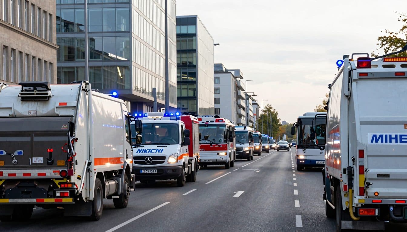 I comuni della NRW arrivano a Berlino con i lampeggianti e chiedono aiuti immediati
