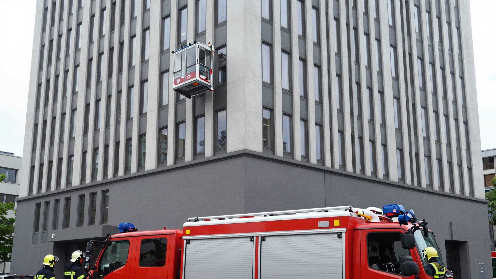 Vigili del fuoco liberano due lavavetri da una gondola guasta a 200 metri di altezza a Francoforte