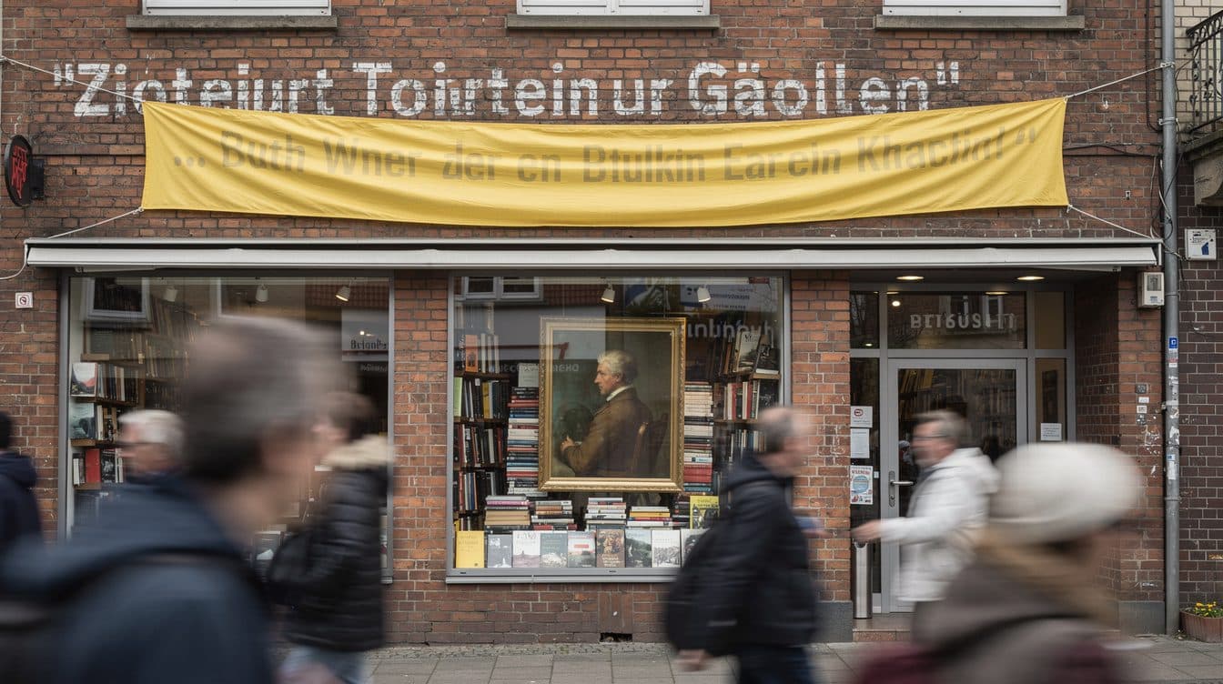 La libreria „Golden Shop" risponde all'esclusione dal premio con citazioni di Weimer sulla facciata