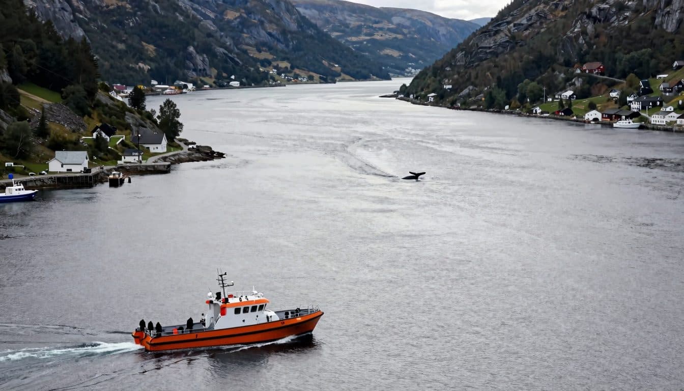 Balenottera azzurra nuota nel fiordo di Flensburgo – probabilmente l'esemplare avvistato nel fiordo di Kiel